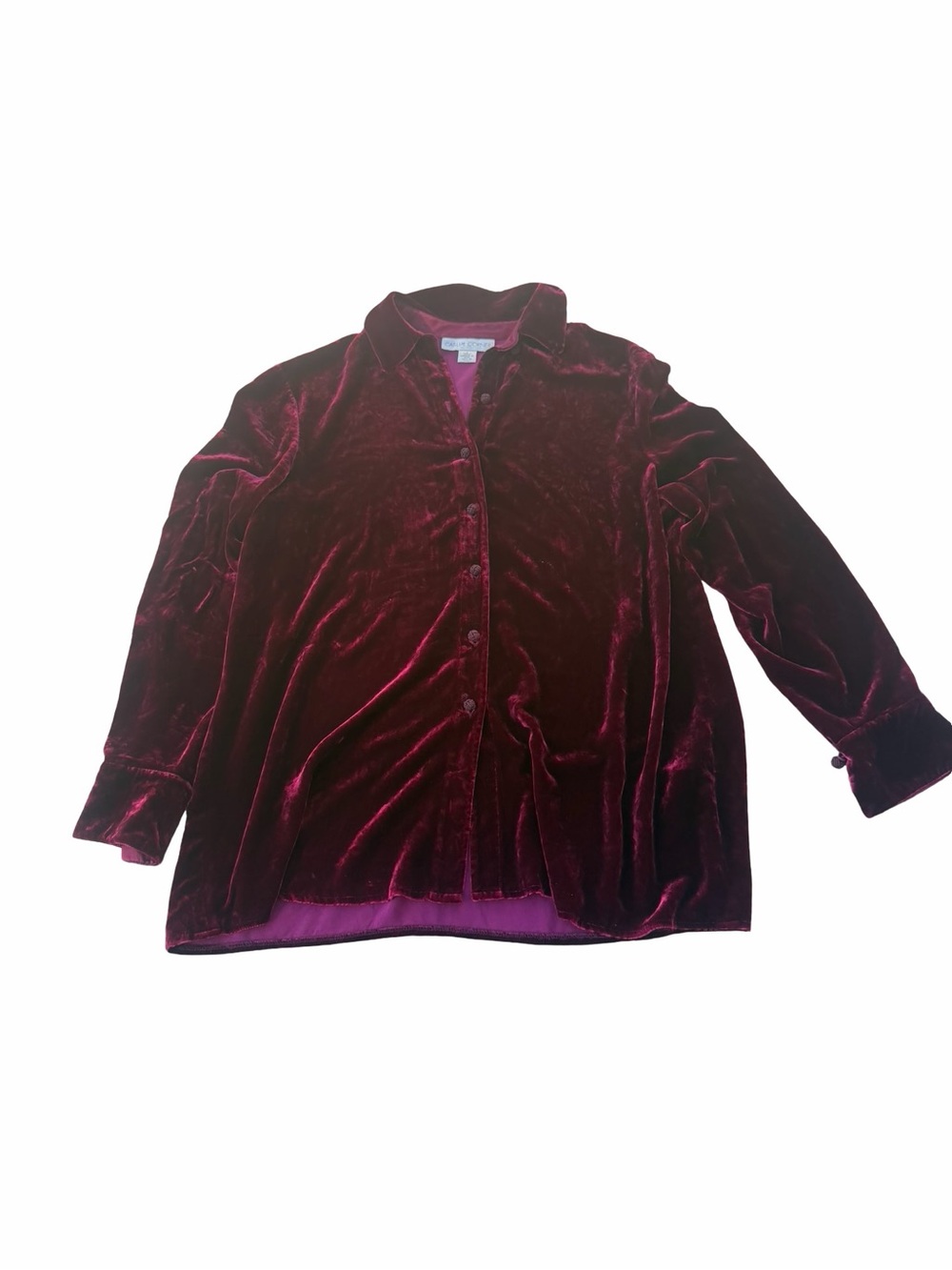90s Vintage Silk Blend Velvet Button-Front Shirt